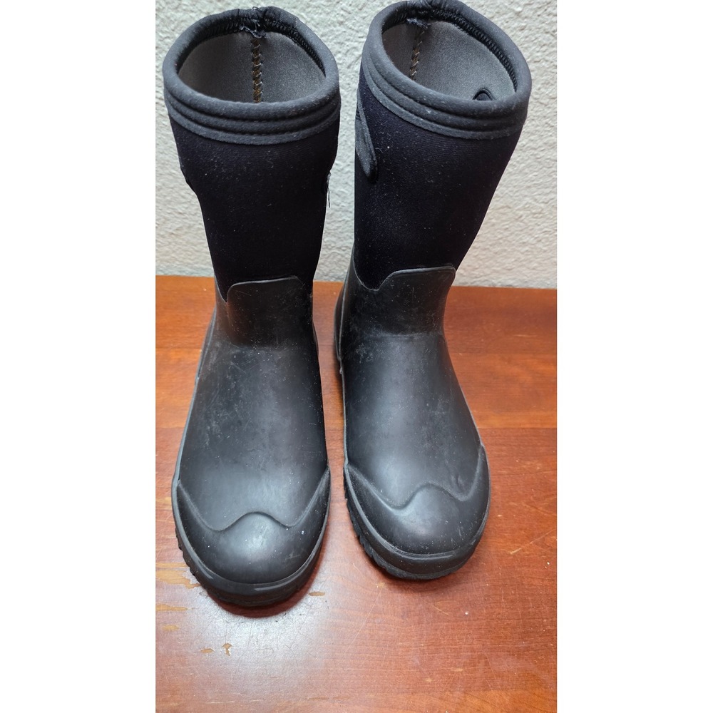 Bogs K Grasp Solid Rain Boots Youth 5 Black Waterproof Neoprene
